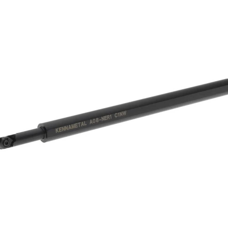 Indexable Boring Bar: A08NER1, 11.18 mm Min Bore Dia, Right Hand Cut, 1/2" Shank Dia, 3 ° Lead Angle, Steel