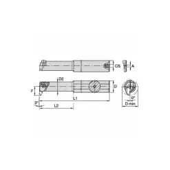 Indexable Boring Bar: A06NER1, 11.18 mm Min Bore Dia, Right Hand Cut, 3/8