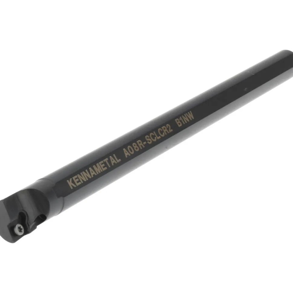 Indexable Boring Bar: A08RSCLCR2, 15.24 mm Min Bore, Right Hand, 12.70 mm Shank Dia, -5.000 deg Lead Angle, Steel