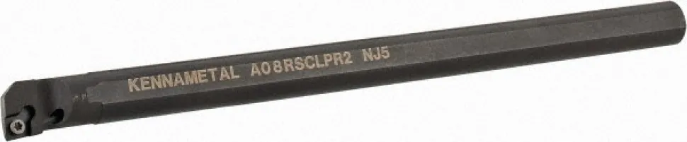 Indexable Boring Bar: A08RSCLPR2, 15.24 mm Min Bore, Right Hand, 12.70 mm Shank Dia, -5.000 deg Lead Angle, Steel