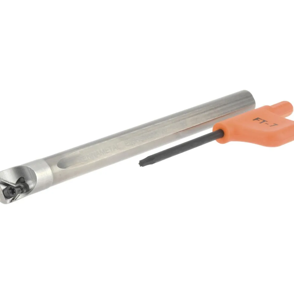Indexable Boring Bar: E05HSTLDR128, 0.3600" Min Bore, Right Hand, 5.000 deg Lead Angle, Solid Carbide (Shank) & Steel (Head)