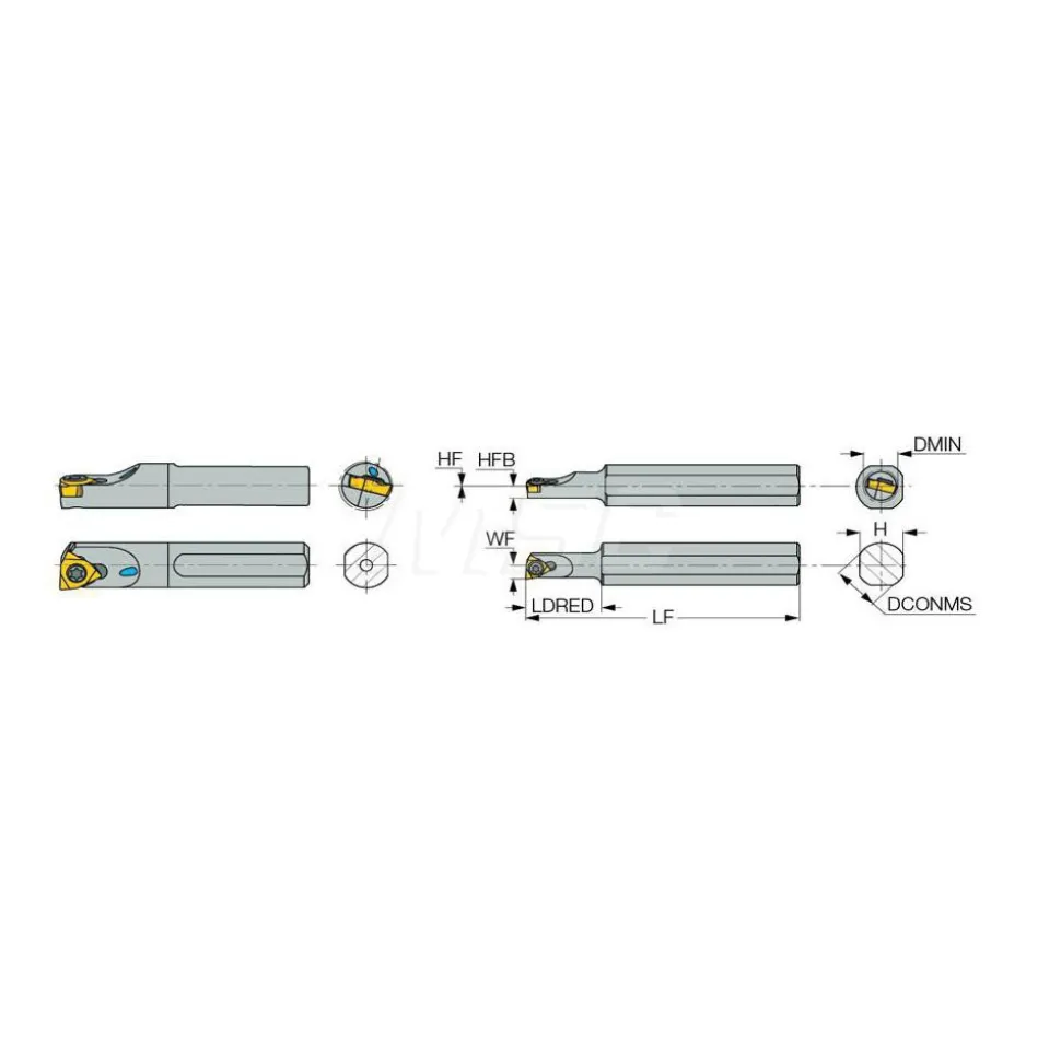 Indexable Boring Bar: E-SWUBR4-5 1/4, 0.2750" Min Bore, Right Hand, Solid Carbide