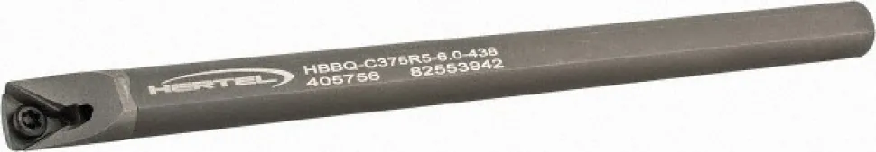Indexable Boring Bar: HBBQ-C375R5-6.0-438, 0.4380" Min Bore, Right Hand, Solid Carbide