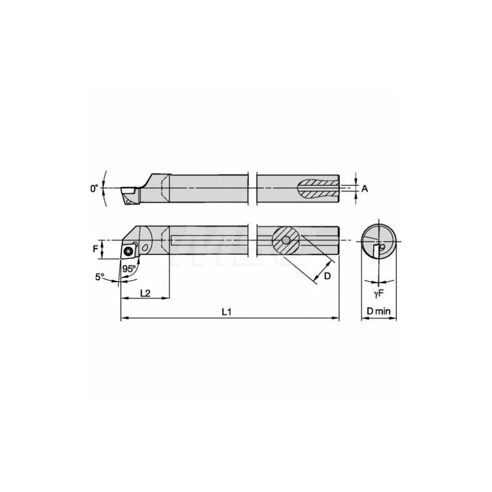 Indexable Boring Bar: L06M-SCLPR2, 0.4800" Min Bore, Right Hand, -5.000 deg Lead Angle, Heavy Metal