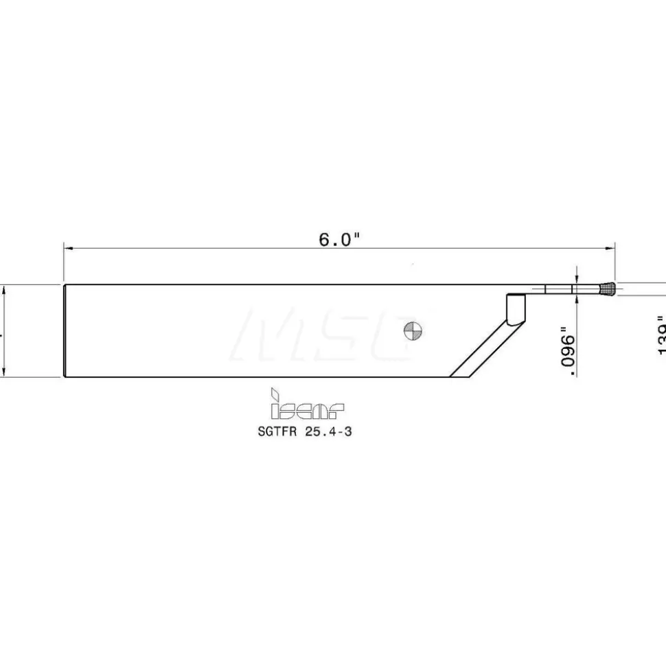 Indexable Cutoff Toolholder: 2-1/4" Max Workpiece Dia, 0.106" Min Insert Width, Right Hand