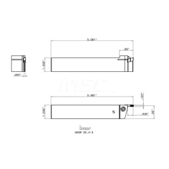 Indexable Cutoff Toolholder: 0.36" Max Depth of Cut, 0.11" Min Insert Width, Right Hand