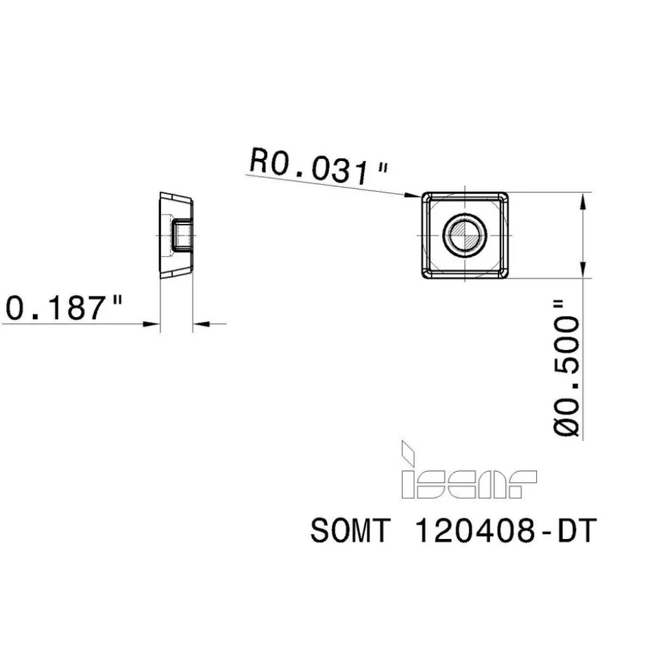 Indexable Drill Insert: SOMT 120408-DT IC908, Carbide