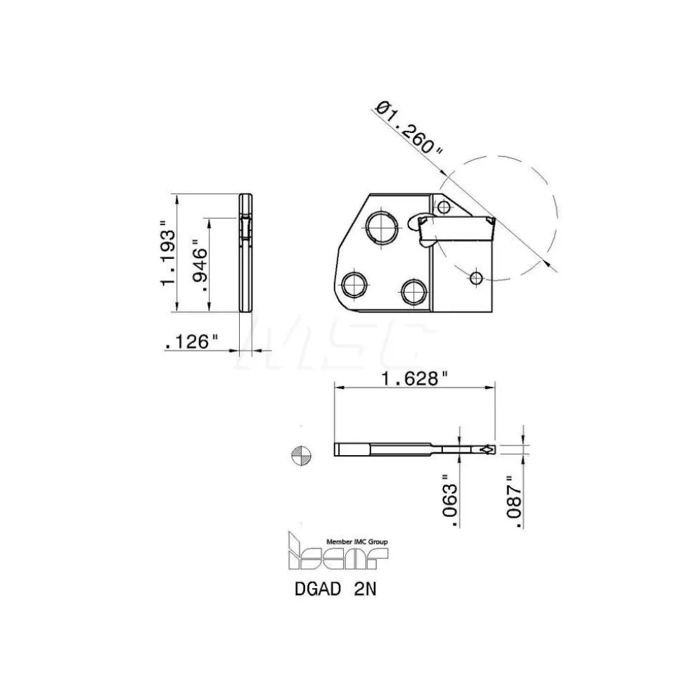 Indexable Grooving Blade: 1.1811" High, Neutral, 0.0748" Min Width