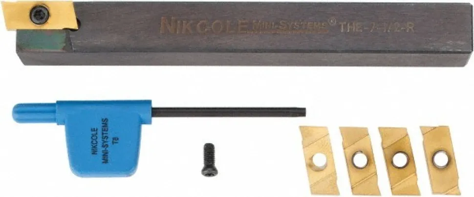 Indexable Grooving-Cutoff Toolholder: 1/2" SHANK MINI-SYSTEM, 0.035 to 0.073" Groove Width, Right Hand