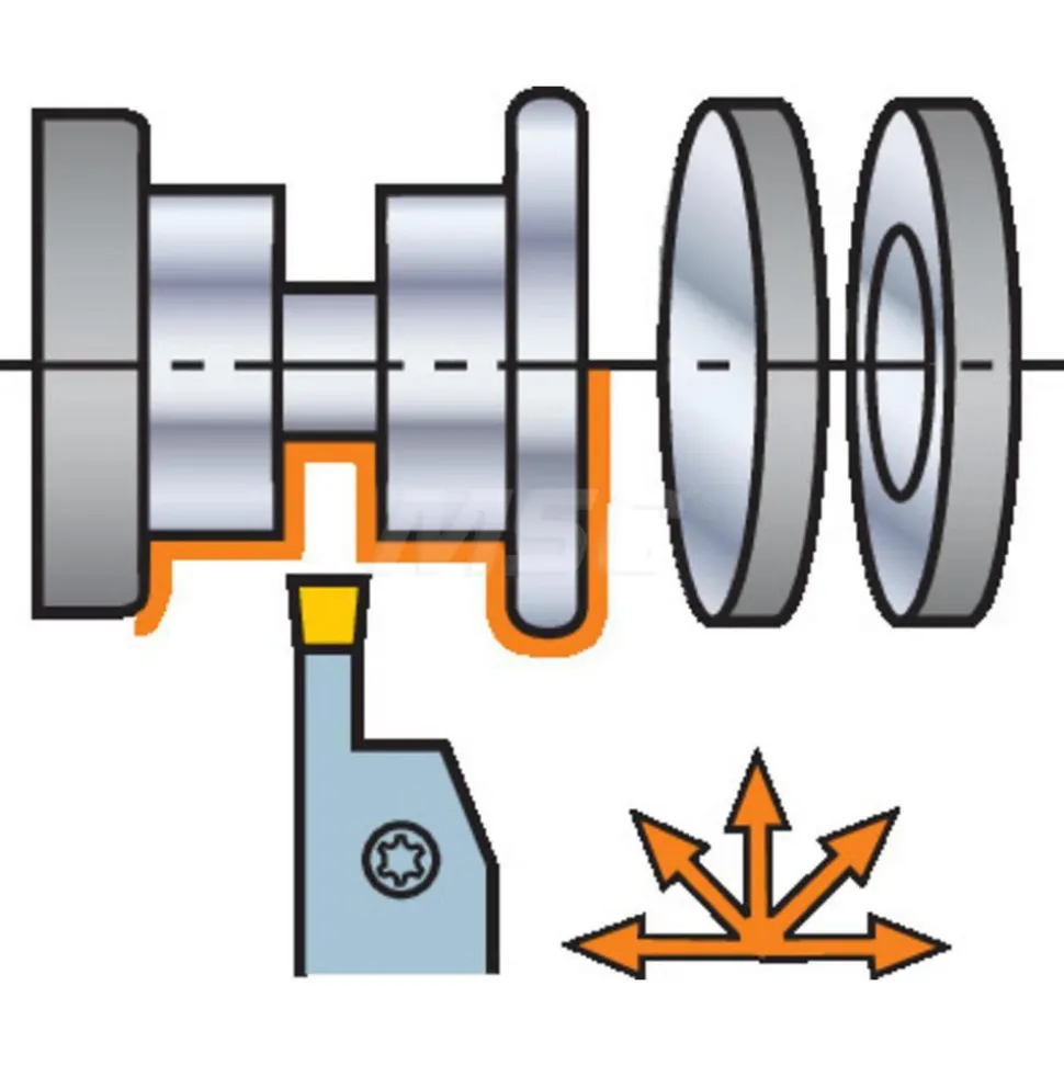 Indexable Grooving-Cutoff Toolholder: RF123G079-16B, 3 to 4 mm Groove Width, 20.07 mm Max Depth of Cut, Right Hand