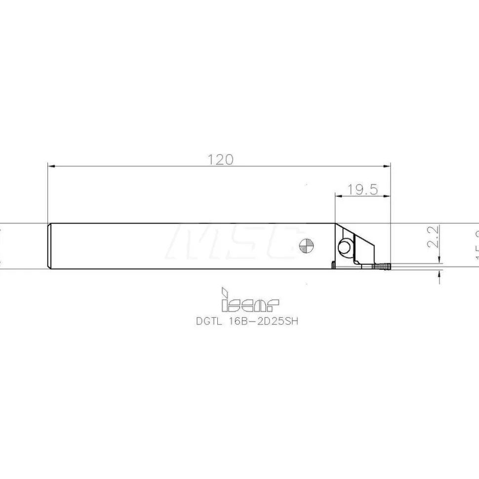 Indexable Grooving-Cutoff Toolholder: DGTL 16B-2D25SH, 1.9 to 2.5 mm Groove Width, 12.7 mm Max Depth of Cut, Left Hand