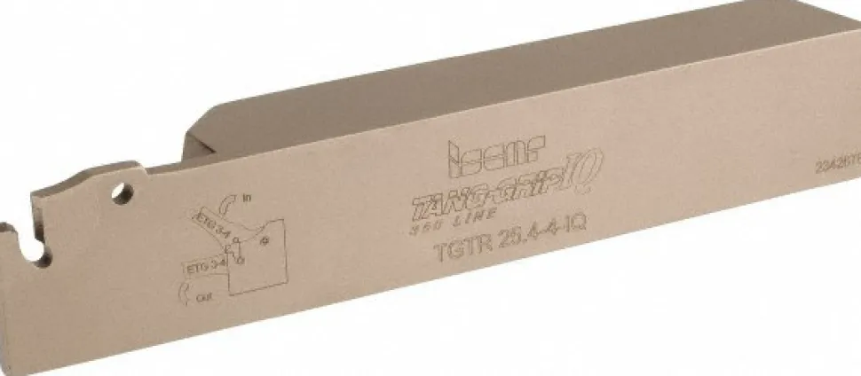 Indexable Grooving-Cutoff Toolholder: TGTR 25.4-4, 0.146 to 0.177" Groove Width, 1-1/4" Max Depth of Cut, Right Hand