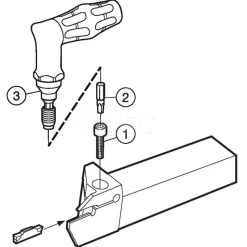 Indexable Grooving-Cutoff Toolholder: RF123G079-12B, 3 to 4 mm Groove Width, 20.07 mm Max Depth of Cut, Right Hand
