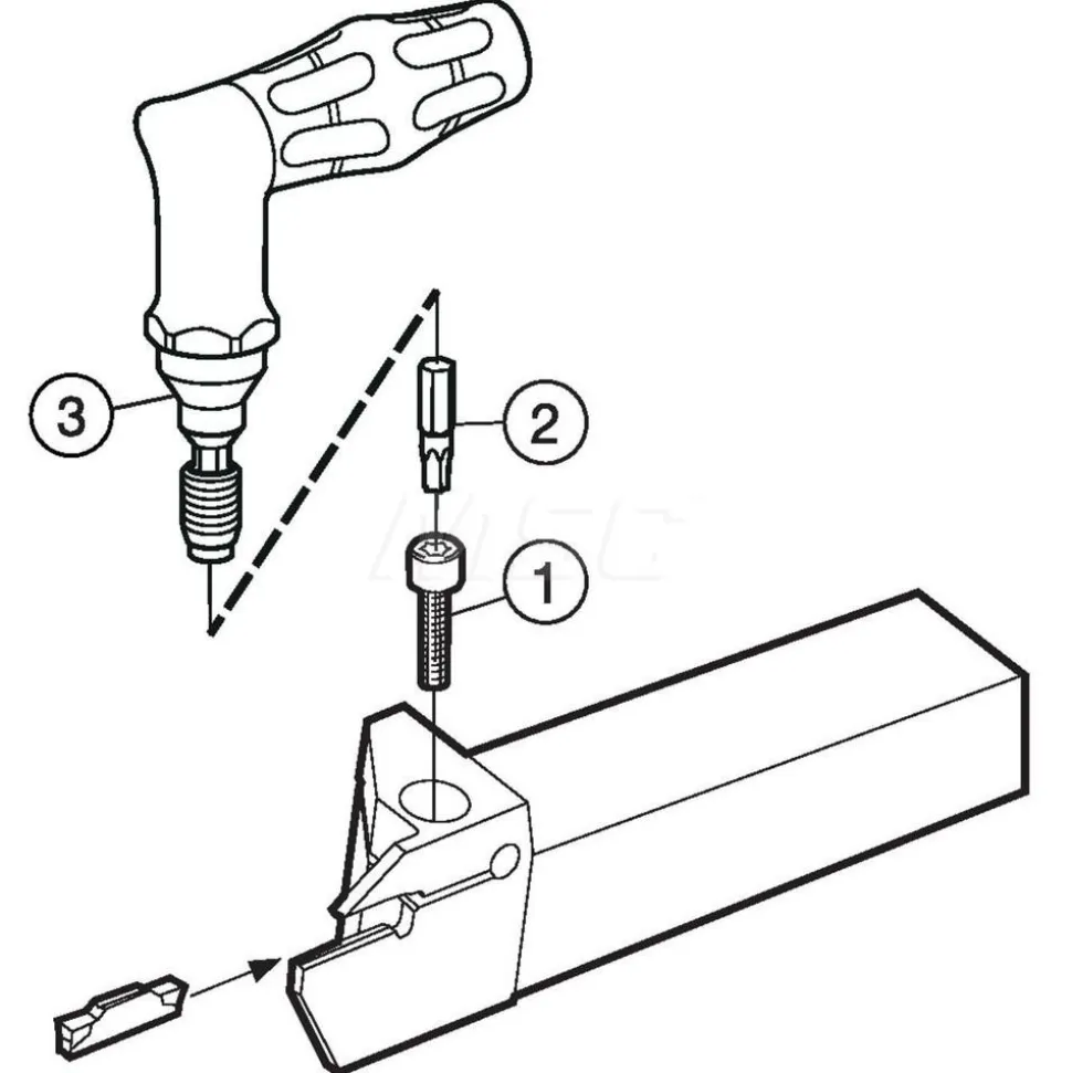 Indexable Grooving-Cutoff Toolholder: RF123G079-12B, 3 to 4 mm Groove Width, 20.07 mm Max Depth of Cut, Right Hand