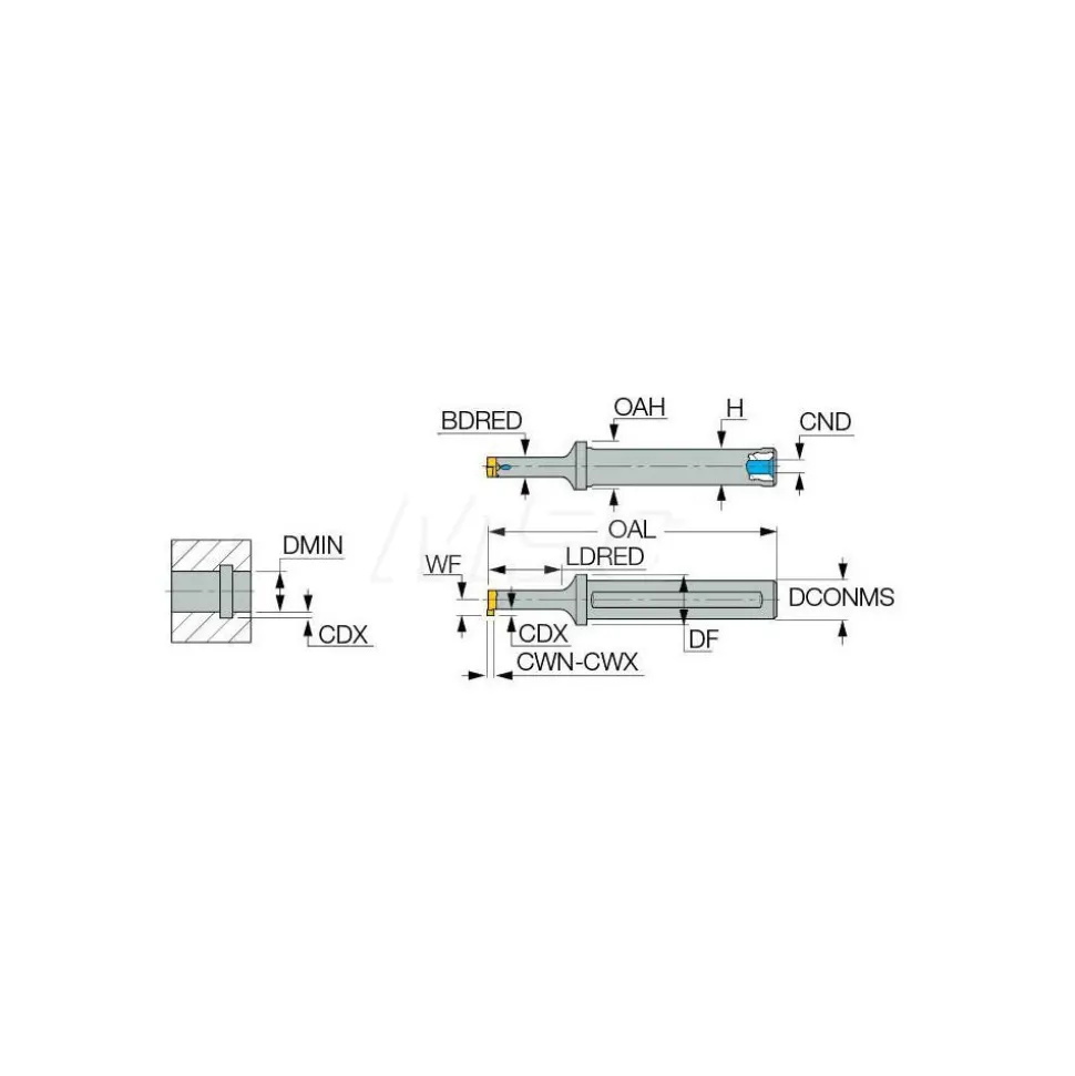 Indexable Grooving Toolholder: MG 12.7-11C25, Internal, Right Hand
