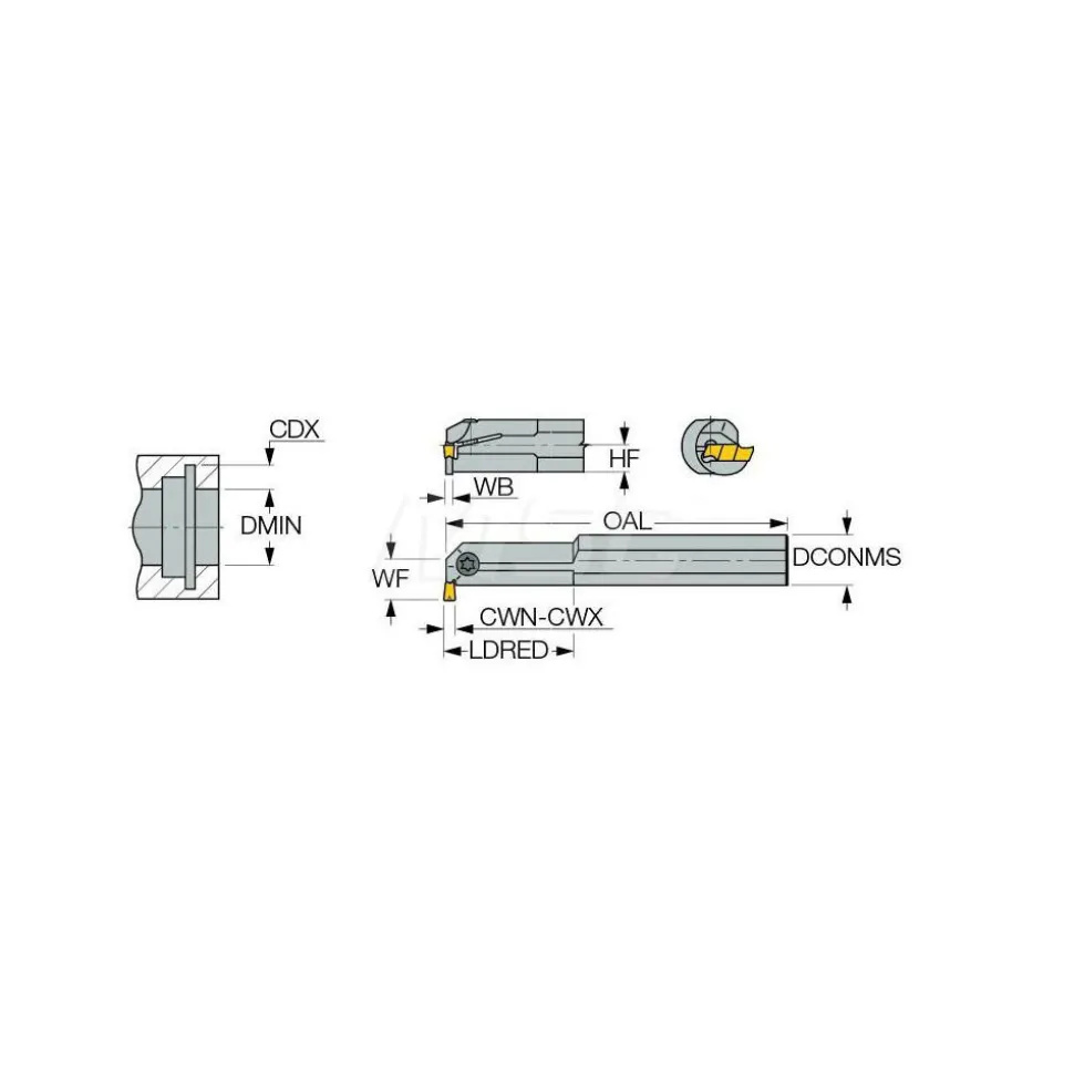 Indexable Grooving Toolholder: GHIR 19-3, Right Hand