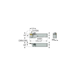 Indexable Grooving Toolholder: GHGR 25.4-2, External, Right Hand, 1.34