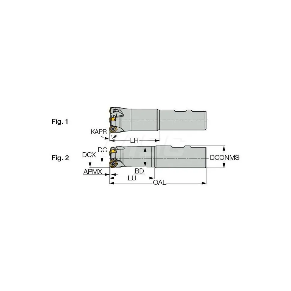 Indexable High-Feed End Mill: FFEWXD0.7531.5W0.7504, 3/4" Cut Dia, 3/4" Shank Dia, Weldon Flat Shank