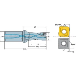 Indexable Insert Drill: A880-D1000LX25-02, 25.40 mm Max Dia, 2xD