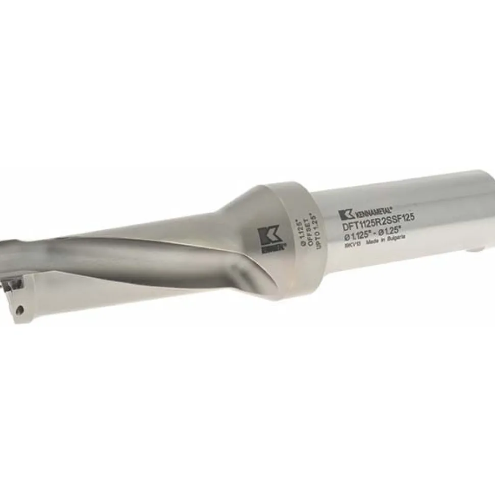 Indexable Insert Drill: DFT1125R2SSF125, 1-1/4" Max Dia, 2.5xD, 1-1/4" Shank Dia