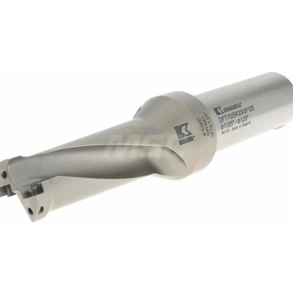 Indexable Insert Drill: DFT1125R2SSF125, 1-1/4" Max Dia, 2.5xD, 1-1/4" Shank Dia