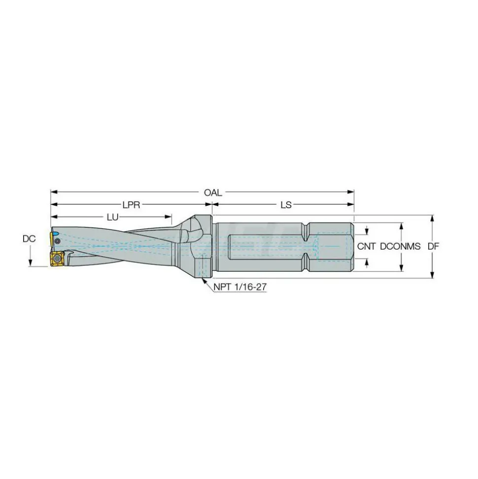 Indexable Insert Drill: DR0625-1875-075-05-3DN, 5/8" Max Dia, 3xD, 3/4" Shank Dia