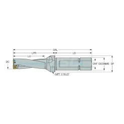 Indexable Insert Drill: DR0750-2250-100-06-3, 3/4" Max Dia, 2-1/4" Max Depth, 3xD, 1" Shank Dia