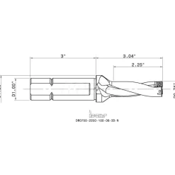 Indexable Insert Drill: DR0750-2250-100-06-3, 3/4