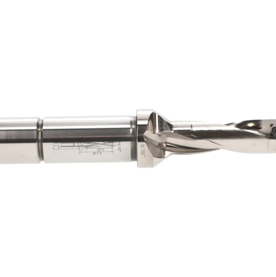 Indexable Insert Drill: DR0750-2250-100-06-3, 3/4" Max Dia, 2-1/4" Max Depth, 3xD, 1" Shank Dia
