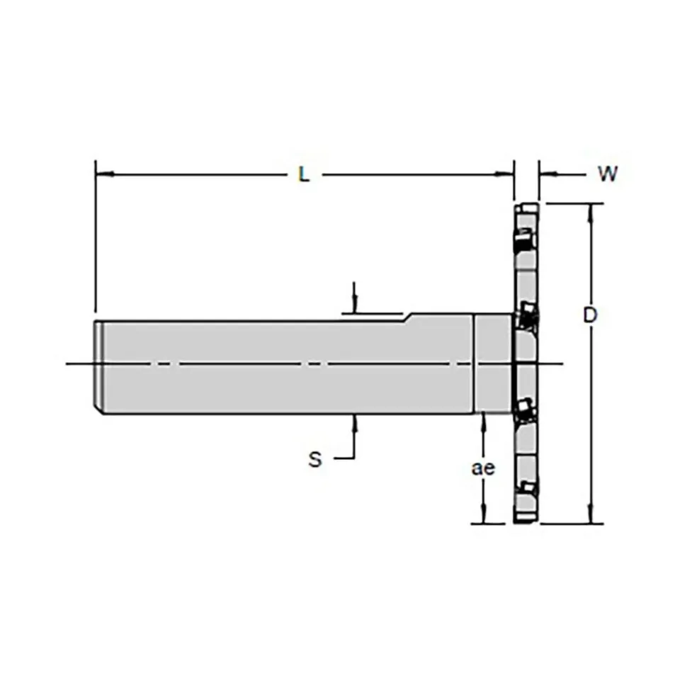 Indexable Slotting Cutter: 1/4" Cutting Width, 2" Cutter Dia, Shank Connection, 0.5000" Depth of Cut, 1" Shank Dia, 5.2500" Shank Length, Neutral