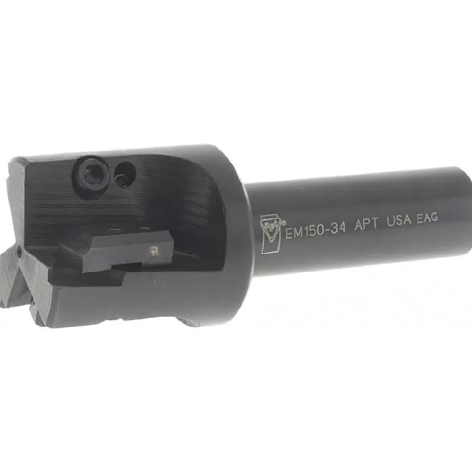 Indexable Square-Shoulder End Mill: EM-150-34 1-1/2X3/4, 1-1/2" Cut Dia, 0.65" Max Depth of Cut, 3/4" Dia Weldon Flat Shank