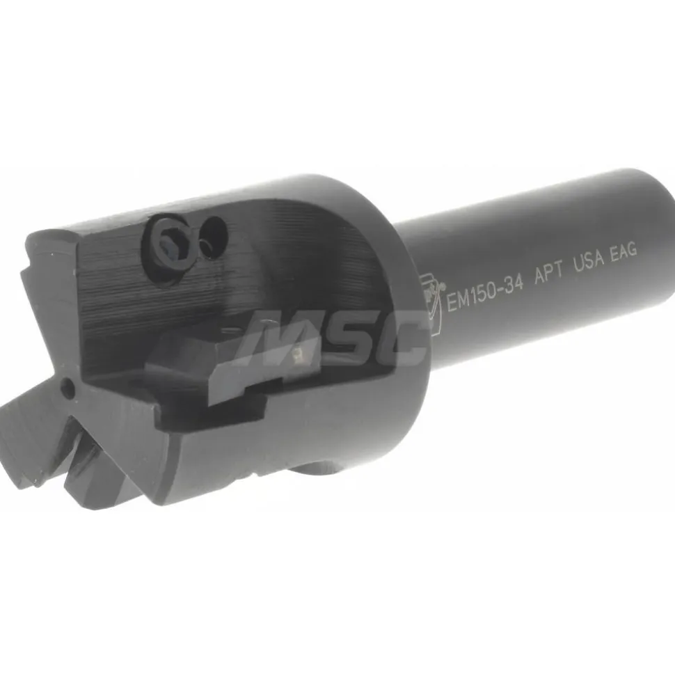 Indexable Square-Shoulder End Mill: EM-150-34 1-1/2X3/4, 1-1/2" Cut Dia, 0.65" Max Depth of Cut, 3/4" Dia Weldon Flat Shank