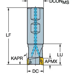Indexable Square-Shoulder End Mill: RA390-019M19-11M, 3/4" Cut Dia, 10.01 mm Max Depth of Cut, 3/4" Dia Weldon Flat Shank