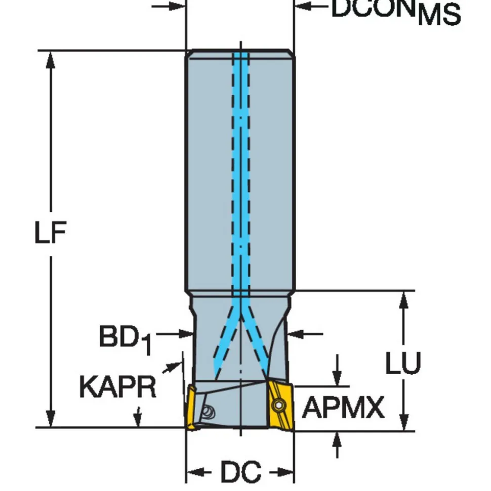 Indexable Square-Shoulder End Mill: RA390-025O25L-11M, 1" Cut Dia, 10.01 mm Max Depth of Cut, 1" Dia Cylindrical Shank