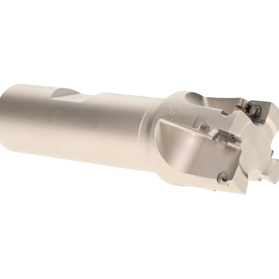Indexable Square-Shoulder End Mill: HM90 E90A-D1.00-4-W.75, 1" Cut Dia, 0.394" Max Depth of Cut, 3/4" Dia Weldon Flat Shank