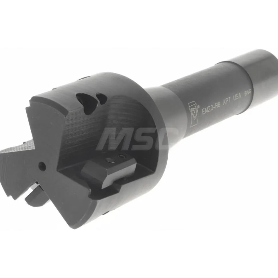 Indexable Square-Shoulder End Mill: EM-20-R8 2XR8 SH, 2" Cut Dia, 0.65" Max Depth of Cut, R8 R8 Shank