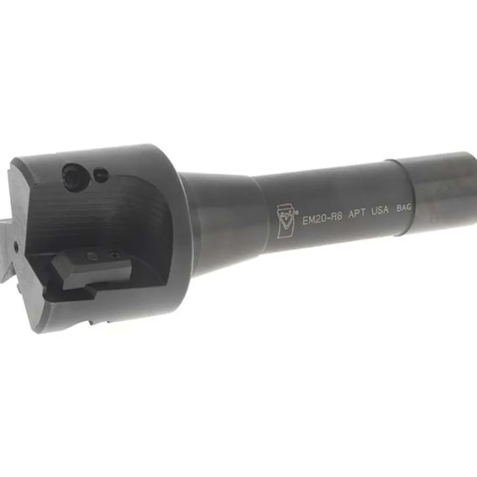 Indexable Square-Shoulder End Mill: EM-20-R8 2XR8 SH, 2" Cut Dia, 0.65" Max Depth of Cut, R8 R8 Shank