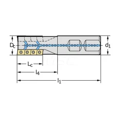 Indexable Square-Shoulder End Mill: F4238.UW31.038.Z03.57, 1-1/2" Cut Dia, 2.244" Max Depth of Cut, 1-1/4" Dia Weldon Flat Shank