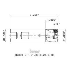 Indexable Square-Shoulder End Mill: HM390ETPD1.003W1.010, 1