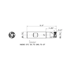 Indexable Square-Shoulder End Mill: HM390ETCD075W3W0.75-07, 3/4