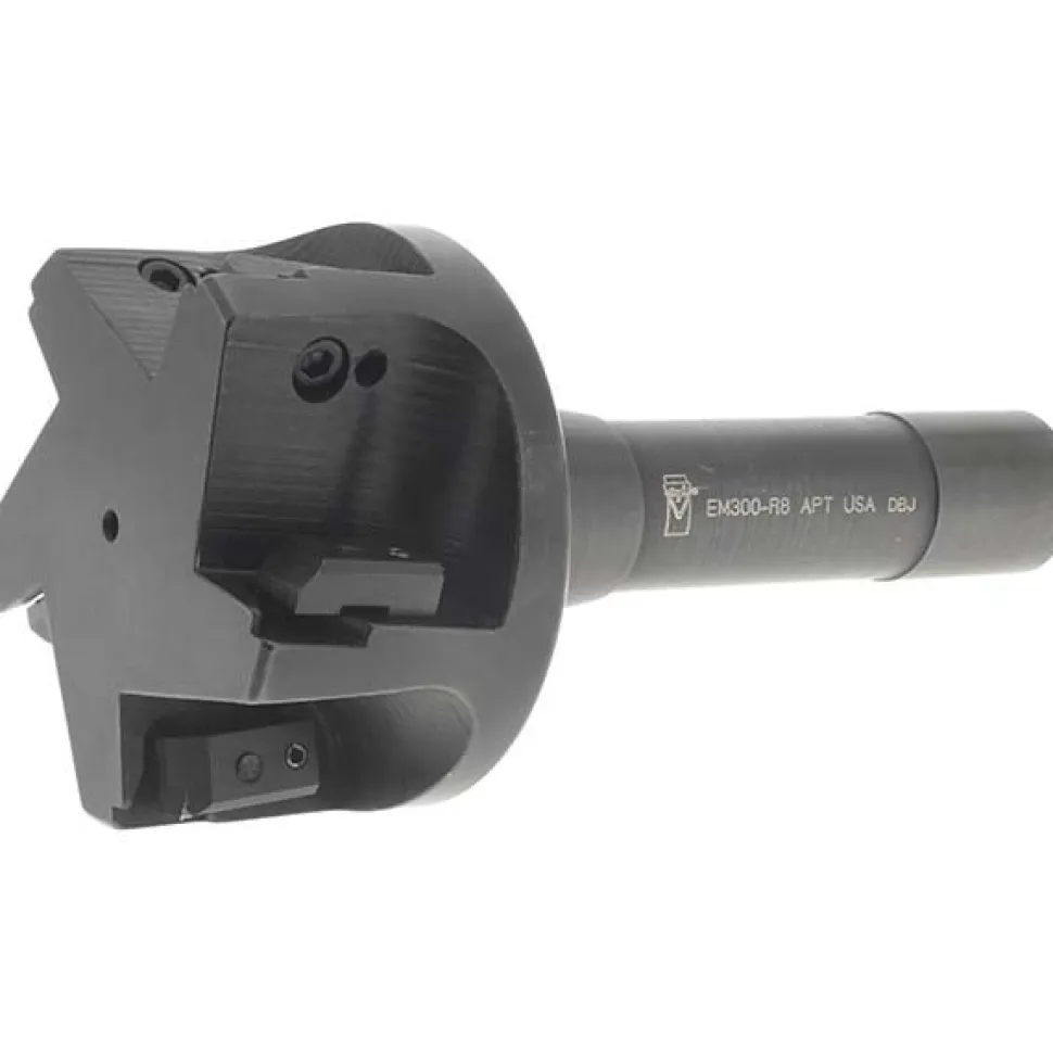 Indexable Square-Shoulder End Mill: EM-300-R8 3XR8 SH, 3" Cut Dia, 0.65" Max Depth of Cut, R8 R8 Shank