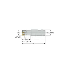 Indexable Square-Shoulder End Mill: HM90E90A-D1.0-3W1.00XL, 1" Cut Dia, 0.394" Max Depth of Cut, 1" Dia Weldon Flat Shank