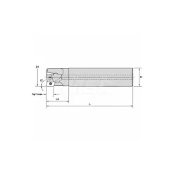 Indexable Square-Shoulder End Mill: M1D075E1003C075L450, 3/4" Cut Dia, 0.398" Max Depth of Cut, 3/4" Dia Cylindrical Shank