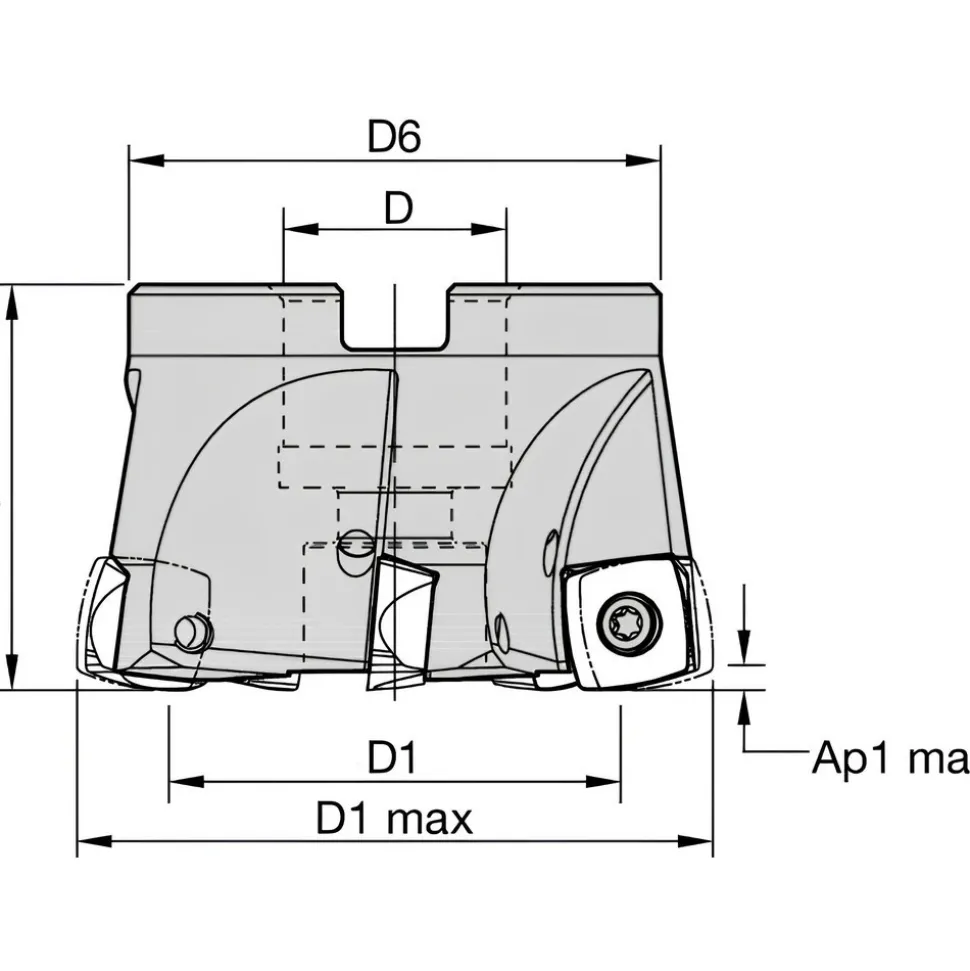 Indexable Square-Shoulder Face Mill: C7792VXD12-A2.00Z5R, 2'' Cut Dia