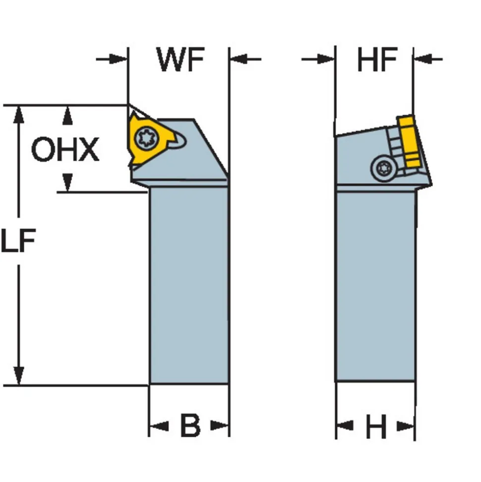 Indexable Threading Toolholder: External, Right Hand, 3/4 x 3/4" Shank