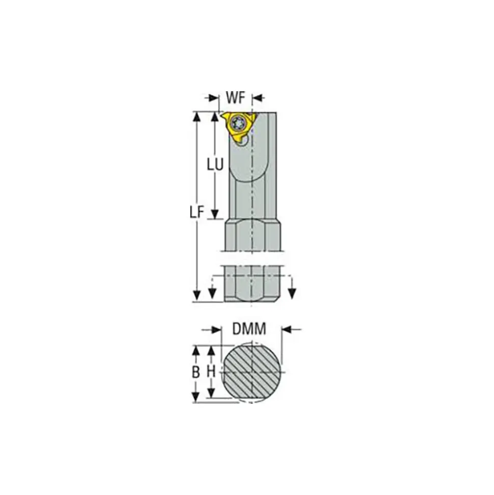 Indexable Threading Toolholder: Internal, Right Hand, Uses 2 Inserts, 0.566 x 5/8" Shank