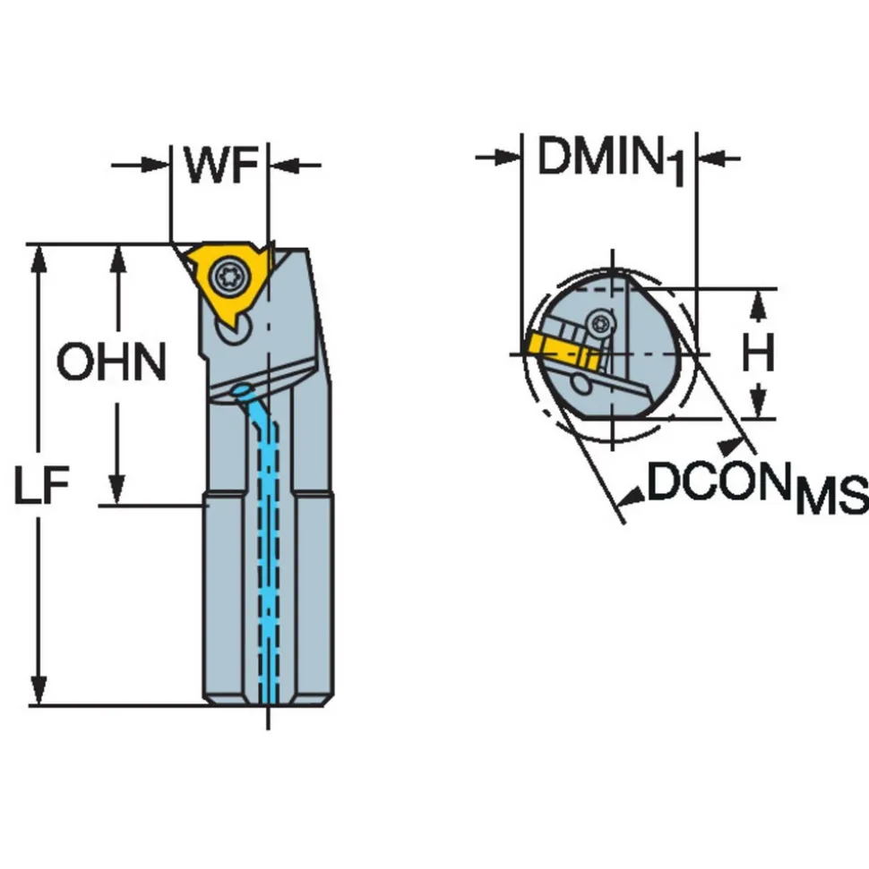 Indexable Threading Toolholder: Internal & External, Right Hand, 18.01 x 3/4" Shank