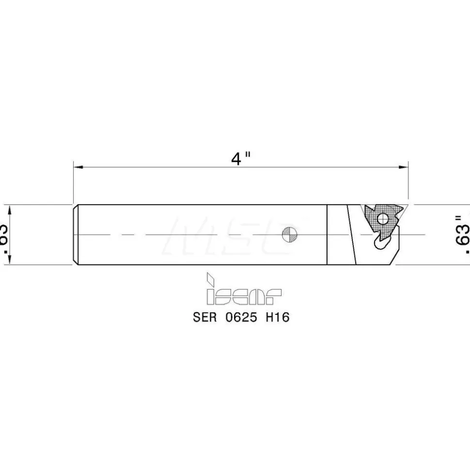 Indexable Threading Toolholder: External, Right Hand, 0.63 x 0.63" Shank