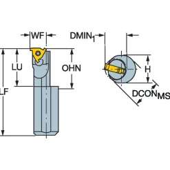 Indexable Threading Toolholder: Internal & External, Right Hand, 14.48 x 5/8