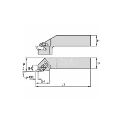 Indexable Threading Toolholder: Internal & External, Right Hand, 3/4 x 3/4" Shank